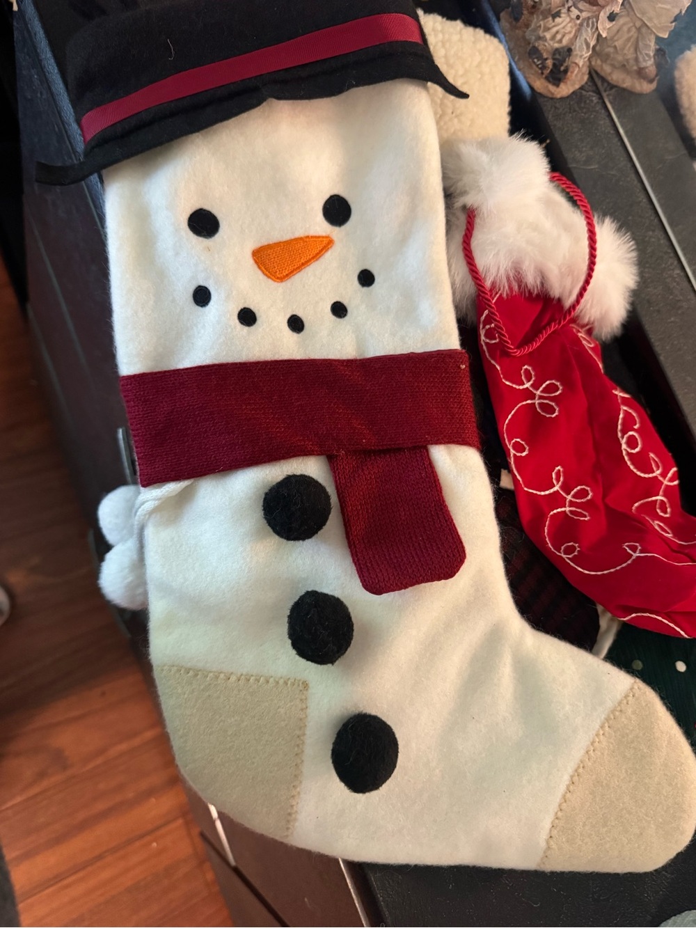 NEW Set of TWO Cute Snowman Christmas Stocking!Plus a mini Red Sticking Bag. NEW - Picture 14 of 16